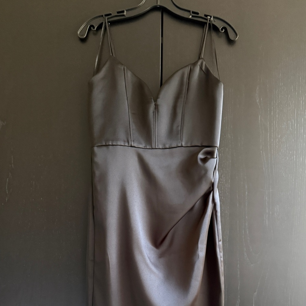 Zara Charcoal Satin Pencil Skirt